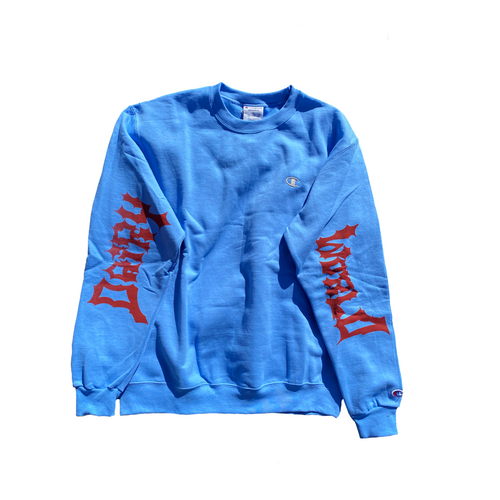 Light Blue Sleeve Logo Crewneck